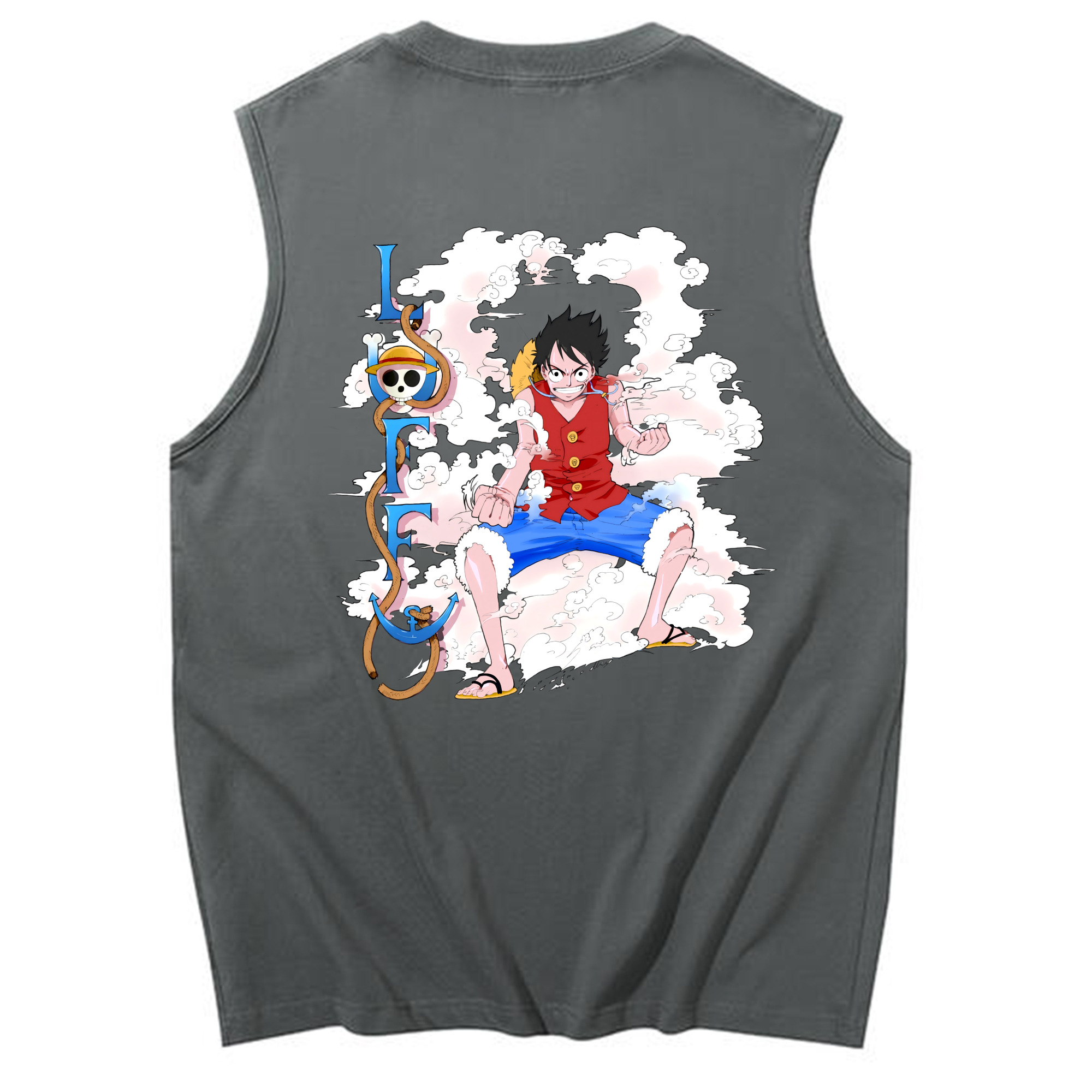 ワンピース モンキー・D・ルフィ ONE PIECE Monkey D. Luffy コットン100％タンクトップ（背面プリント）